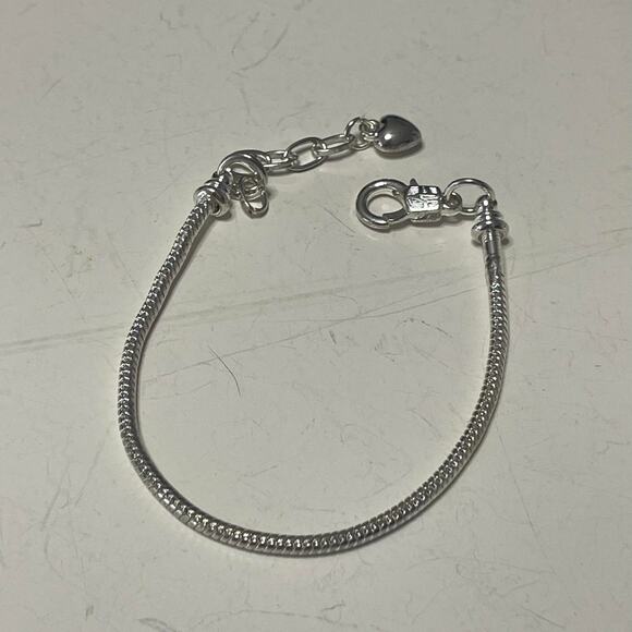 Charm necklace silver tone w extension heart dangle costume fashion jewelry - Picture 6 of 12